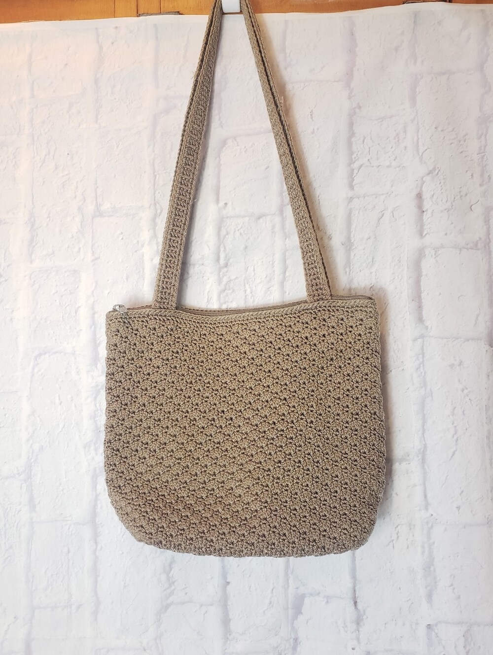 THE SAK Tan Crochet Hobo Shoulder Bag